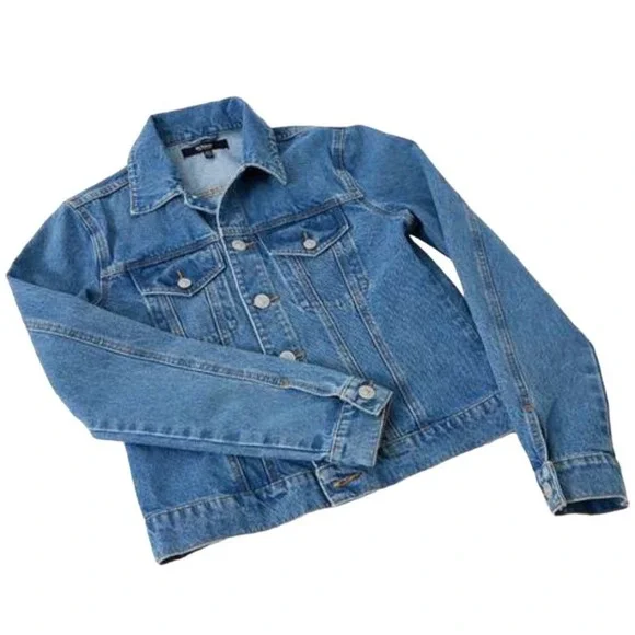 Hudson Trucker Jean Jacket Blue Denim Womens L XL Medium Wash New $215 Classic - Picture 6 of 14